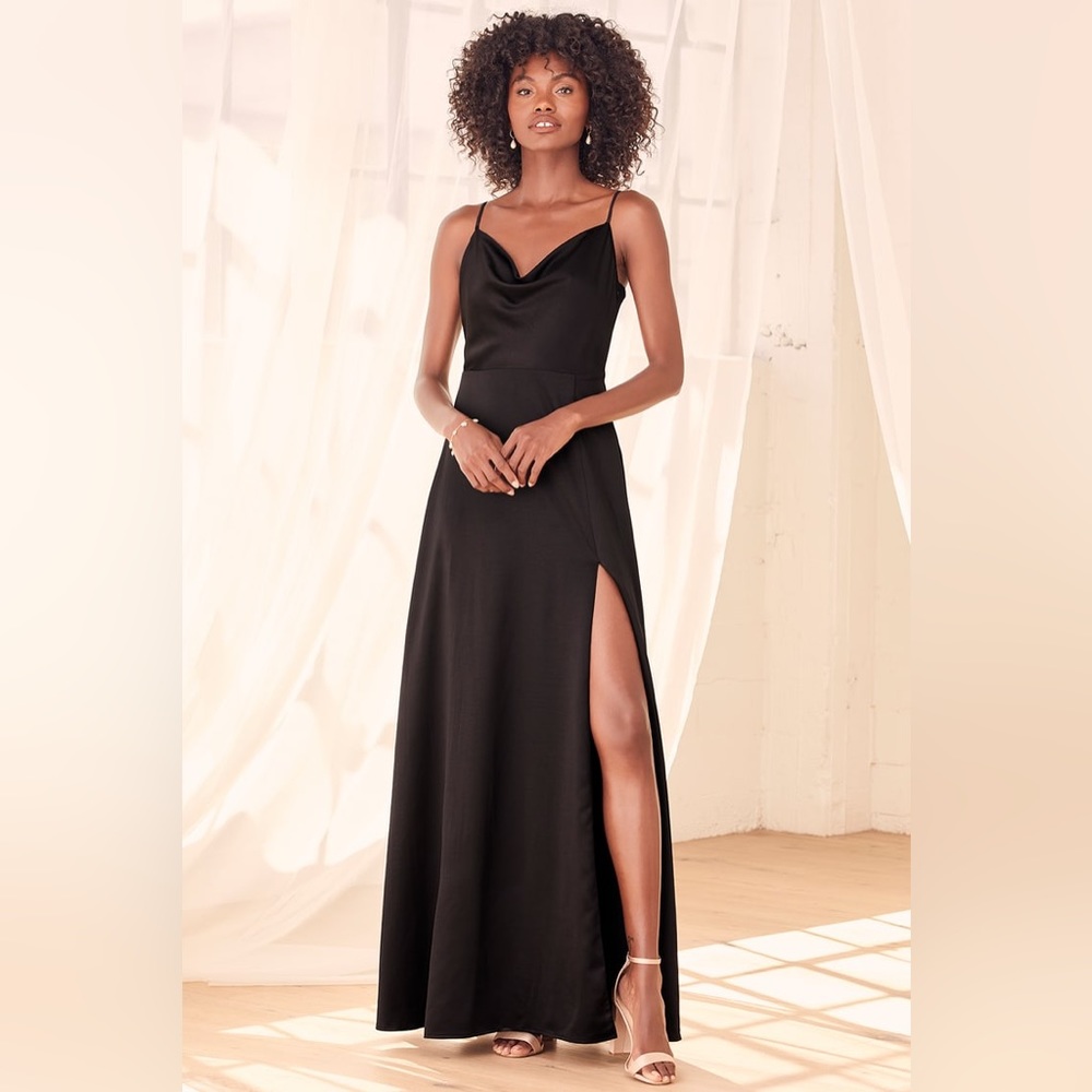Never worn Black satin dress